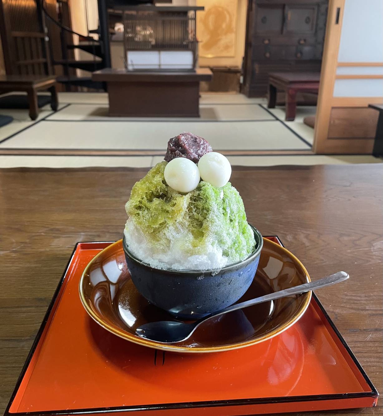 西尾抹茶と宇治抹茶のかき氷